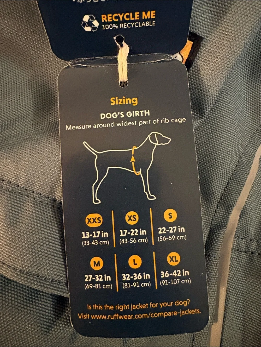 Ruffwear Light Blue Dog Jacket with reflective Piping
